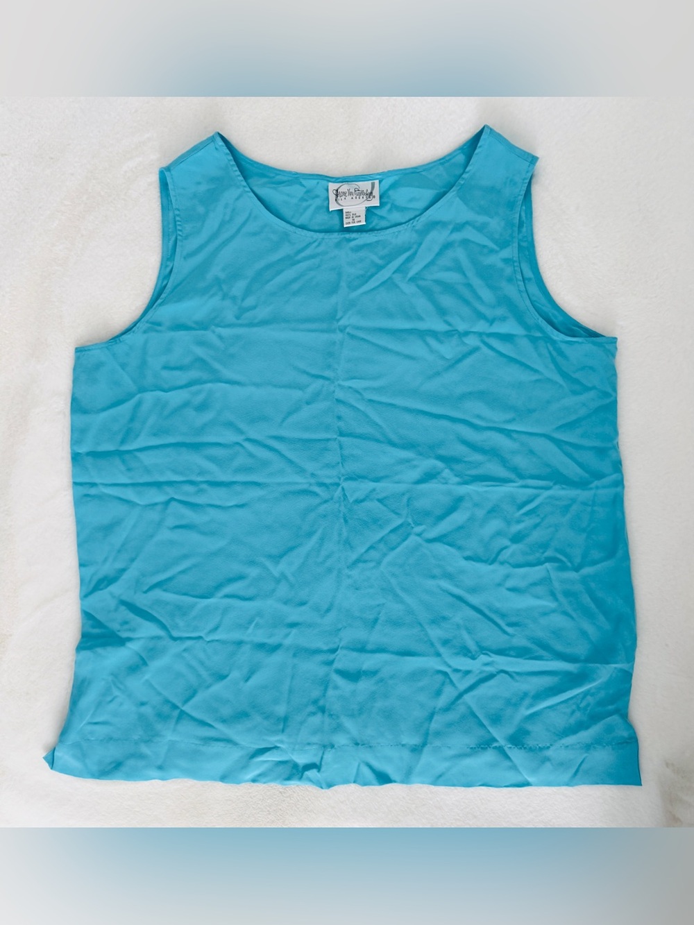 Diane Von Furstenberg Silk Assets Vintage Aqua Tank Top, Size 1X - Picture 3 of 8